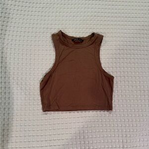 Basic Crop Tank Top - Brown